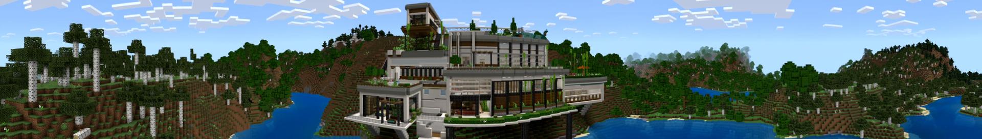 Panorama of the Minecraft Bedrock Marketplace product Billionaire Mansion created by Eco Studios.