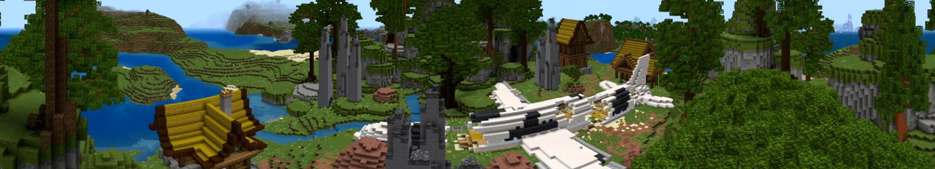 Panorama of the Minecraft Bedrock Marketplace product Crashed Plane Wreckage created by Eco Studios.