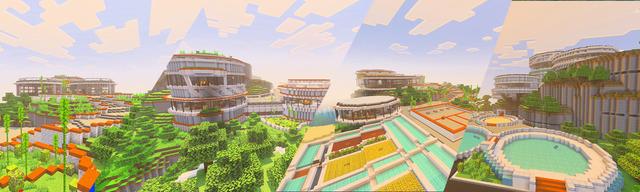 Panorama of the Minecraft Bedrock Marketplace product Cybernetic Island created by Eco Studios.