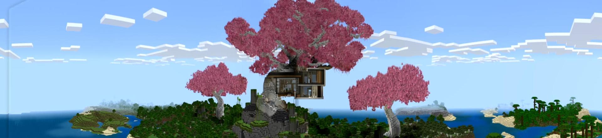 Panorama of the Minecraft Bedrock Marketplace product Eastern Tree Mansion created by Eco Studios.