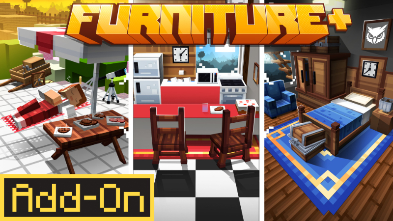 Thumbnail of the Minecraft Bedrock Marketplace product Furniture+ created by Eco Studios.