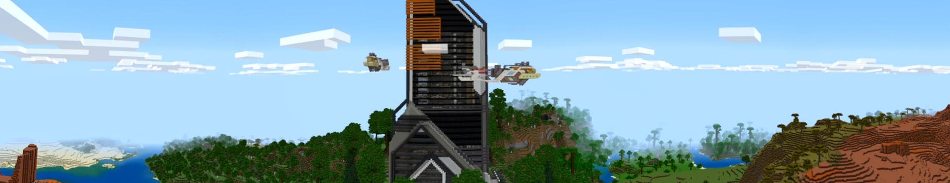 Panorama of the Minecraft Bedrock Marketplace product Hacker Tower created by Eco Studios.