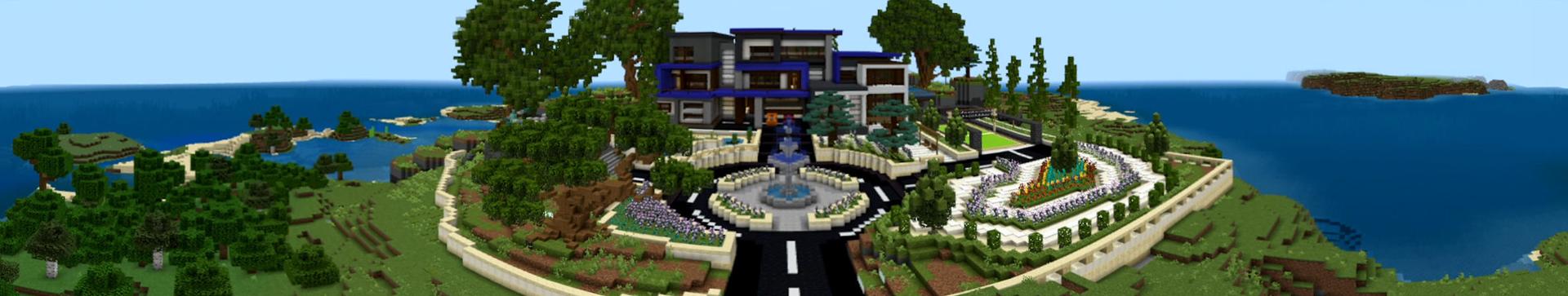 Panorama of the Minecraft Bedrock Marketplace product Mansion created by Eco Studios.
