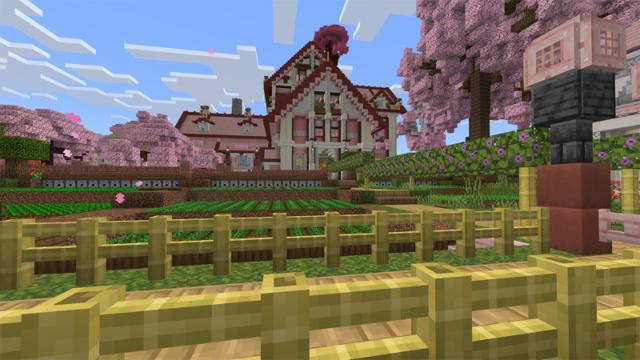 Screenshot of the Minecraft Bedrock Marketplace product Pink House created by Eco Studios.