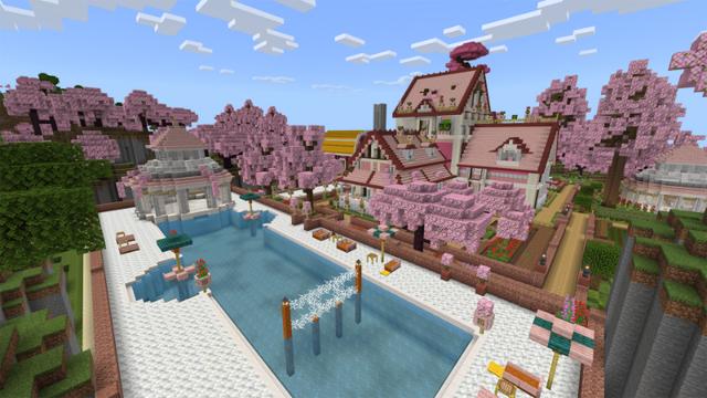 Screenshot of the Minecraft Bedrock Marketplace product Pink House created by Eco Studios.