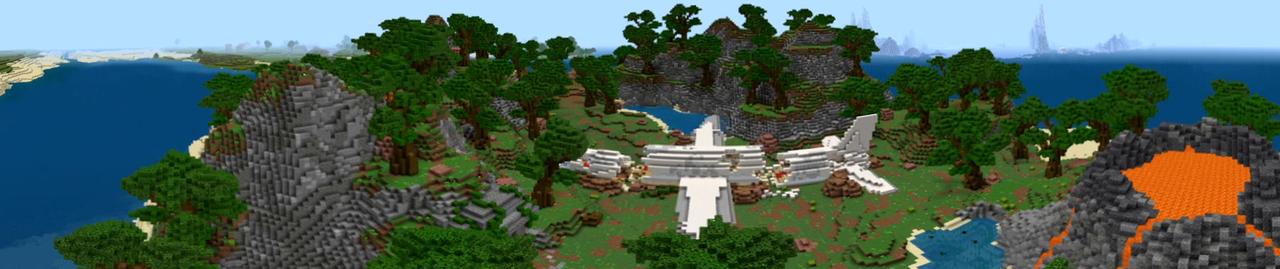 Panorama of the Minecraft Bedrock Marketplace product Plane Crash Survival created by Eco Studios.