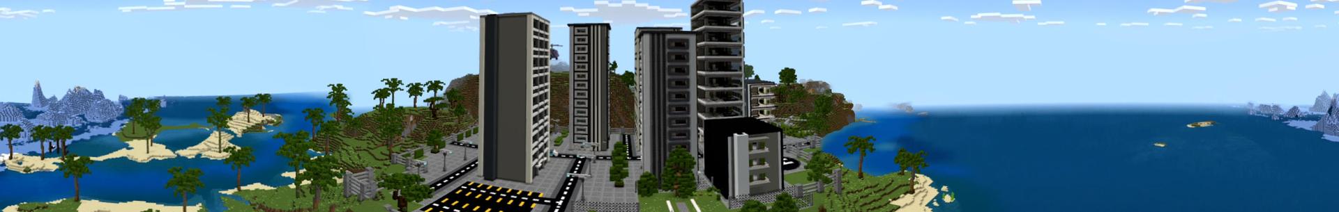 Panorama of the Minecraft Bedrock Marketplace product Small Town created by Eco Studios.