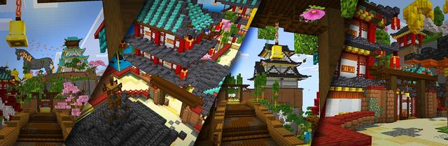 Panorama of the Minecraft Bedrock Marketplace product Temple of Lunar New Year created by Eco Studios.
