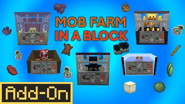 Thumbnail of the Minecraft Bedrock Marketplace product Mob Farm in a Block Add-On created by EduElfie.