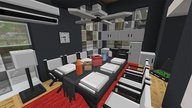Screenshot of the Minecraft Bedrock Marketplace product Black Furniture created by Eescal Studios.