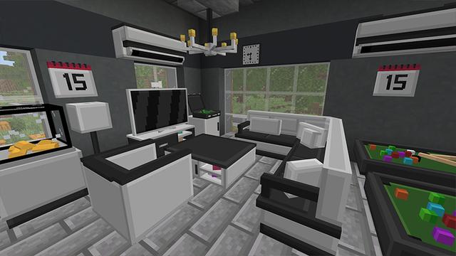 Screenshot of the Minecraft Bedrock Marketplace product Black Furniture created by Eescal Studios.