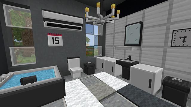 Screenshot of the Minecraft Bedrock Marketplace product Black Furniture created by Eescal Studios.
