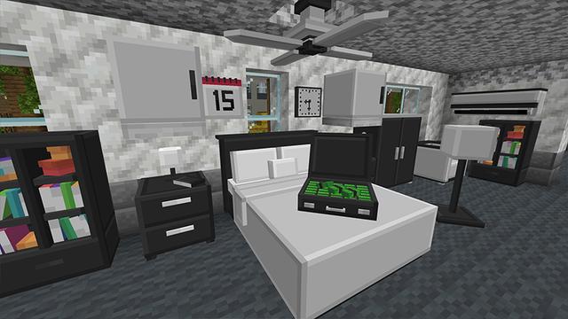 Screenshot of the Minecraft Bedrock Marketplace product Black Furniture created by Eescal Studios.