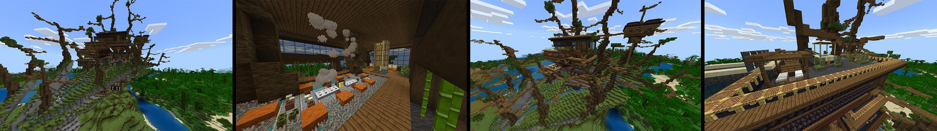 Panorama of the Minecraft Bedrock Marketplace product Bonsai Treehouse created by Eescal Studios.