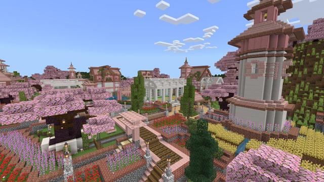 Screenshot of the Minecraft Bedrock Marketplace product Cherry Blossom Villa created by Eescal Studios.