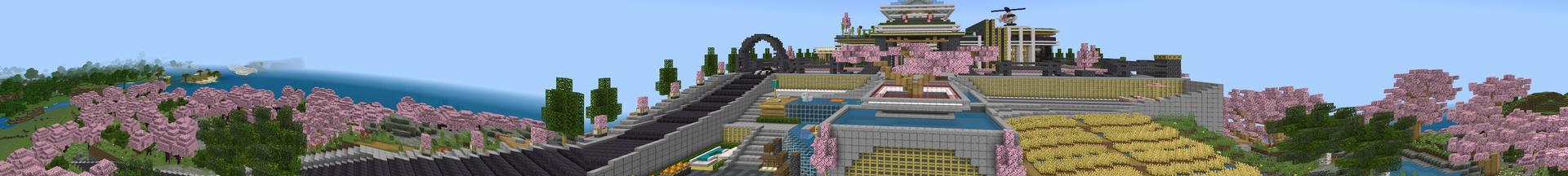 Panorama of the Minecraft Bedrock Marketplace product Cherry Mansion created by Eescal Studios.