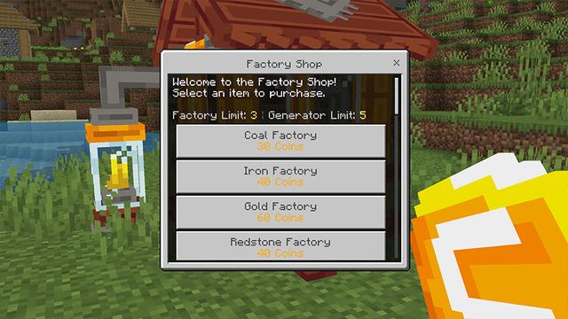 Screenshot of the Minecraft Bedrock Marketplace product Factories Add-On created by Eescal Studios.