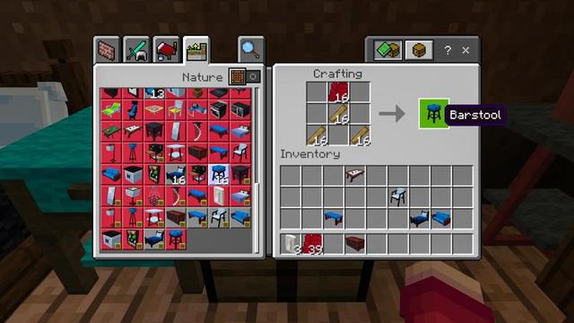 Screenshot of the Minecraft Bedrock Marketplace product Furniture Add-On created by Eescal Studios.
