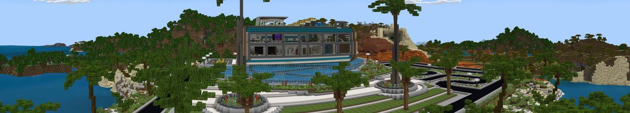 Panorama of the Minecraft Bedrock Marketplace product Futuristic Mansion created by Eescal Studios.