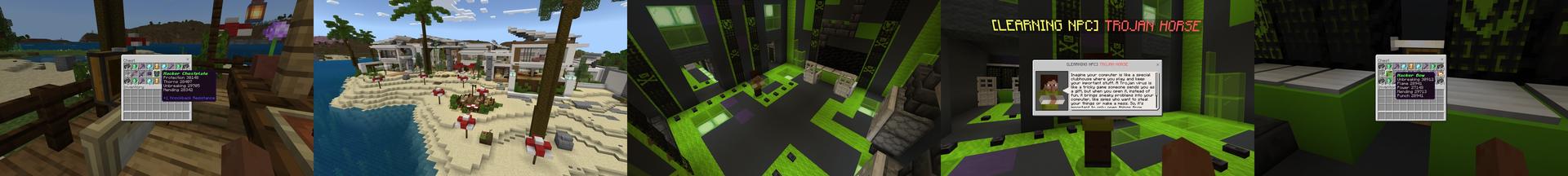 Panorama of the Minecraft Bedrock Marketplace product Hacker Mansion created by Eescal Studios.