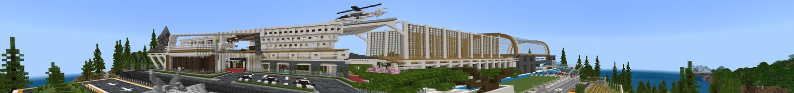 Panorama of the Minecraft Bedrock Marketplace product Headquarters created by Eescal Studios.