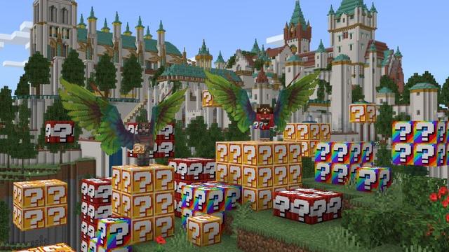Screenshot of the Minecraft Bedrock Marketplace product Lucky Blocks! created by Eescal Studios.
