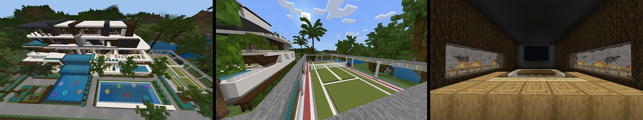 Panorama of the Minecraft Bedrock Marketplace product Luxury Party Mansion created by Eescal Studios.