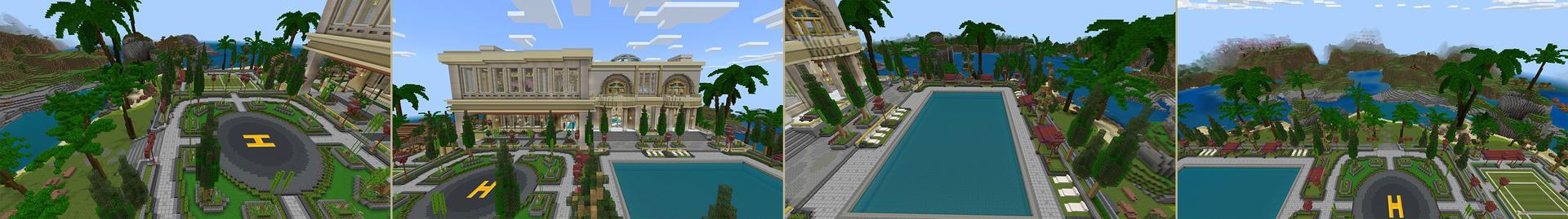 Panorama of the Minecraft Bedrock Marketplace product Mega Millionaire Mansion created by Eescal Studios.