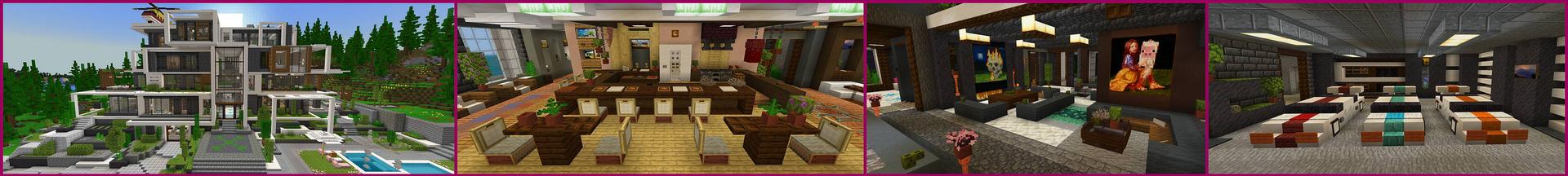 Panorama of the Minecraft Bedrock Marketplace product Modern Luxury Mansion created by Eescal Studios.