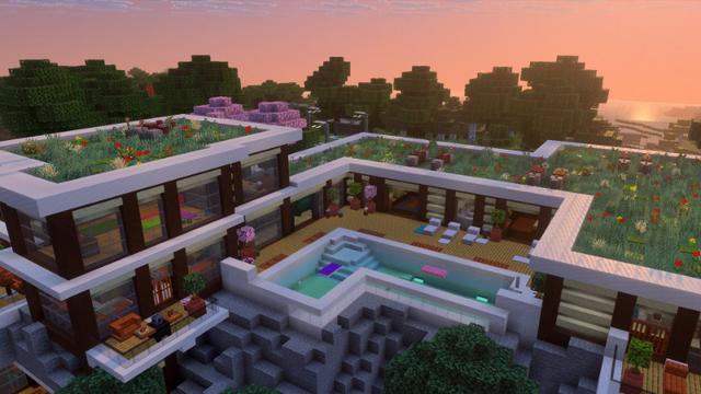 Screenshot of the Minecraft Bedrock Marketplace product Mountainside Mansion created by Eescal Studios.