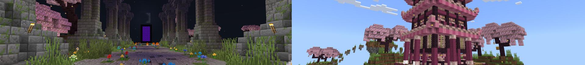 Panorama of the Minecraft Bedrock Marketplace product One Block Sakura created by Eescal Studios.