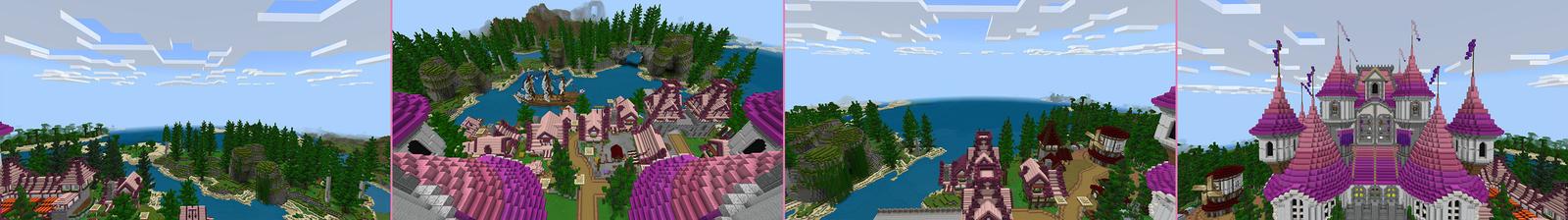 Panorama of the Minecraft Bedrock Marketplace product Pink Castle created by Eescal Studios.