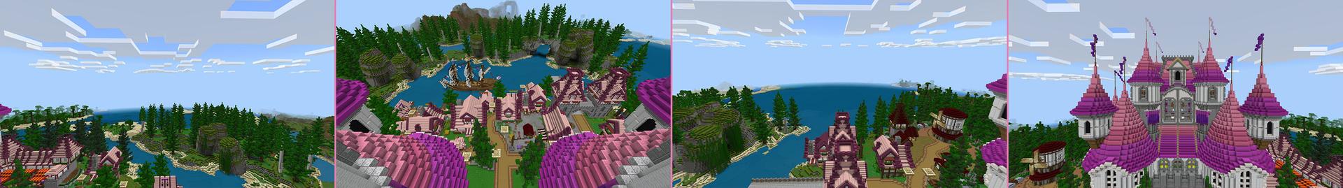Panorama of the Minecraft Bedrock Marketplace product Pink Castle created by Eescal Studios.