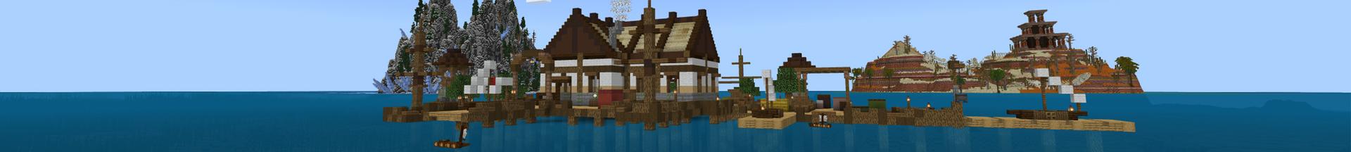 Panorama of the Minecraft Bedrock Marketplace product Raft Survival created by Eescal Studios.