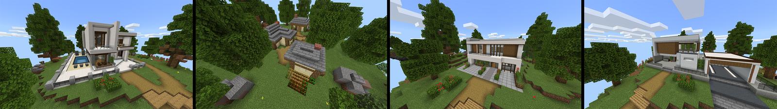 Panorama of the Minecraft Bedrock Marketplace product Skyblock Mansion created by Eescal Studios.