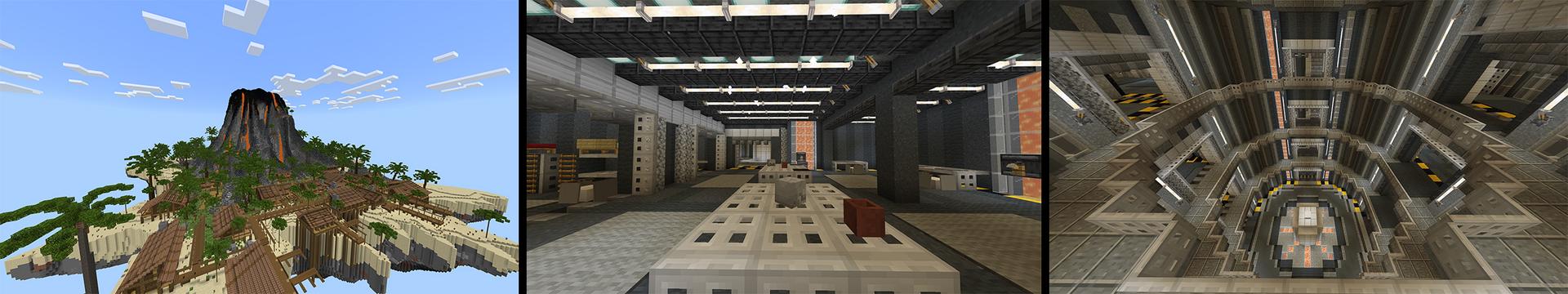 Panorama of the Minecraft Bedrock Marketplace product Skyblock Volcano Base created by Eescal Studios.