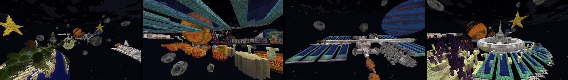Panorama of the Minecraft Bedrock Marketplace product Space Parkour created by Eescal Studios.