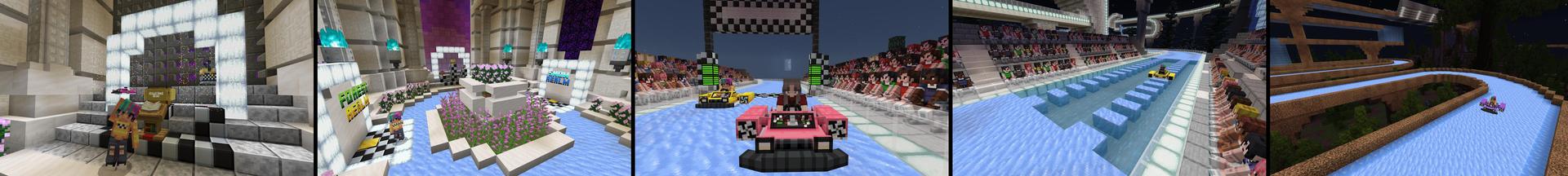 Panorama of the Minecraft Bedrock Marketplace product Speed Boat Racing created by Eescal Studios.