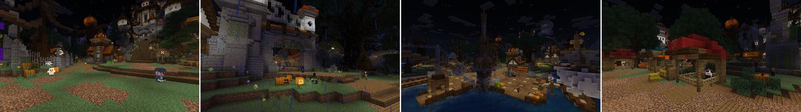 Panorama of the Minecraft Bedrock Marketplace product Spooky Town created by Eescal Studios.