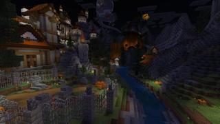 Screenshot of the Minecraft Bedrock Marketplace product Spooky Town created by Eescal Studios.
