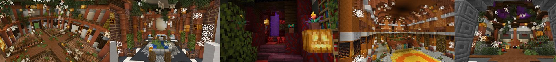 Panorama of the Minecraft Bedrock Marketplace product Underwater Spooky Mansion created by Eescal Studios.