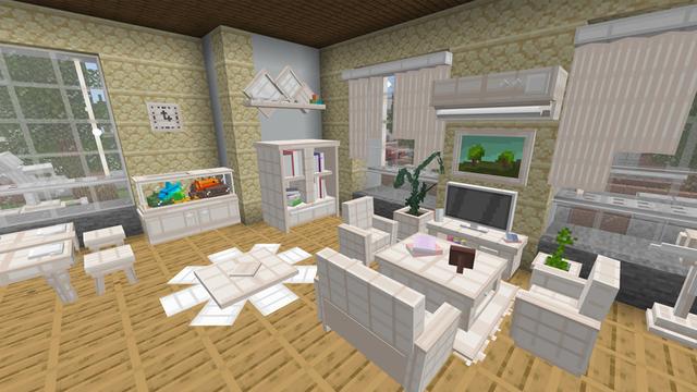 Screenshot of the Minecraft Bedrock Marketplace product White Furniture created by Eescal Studios.