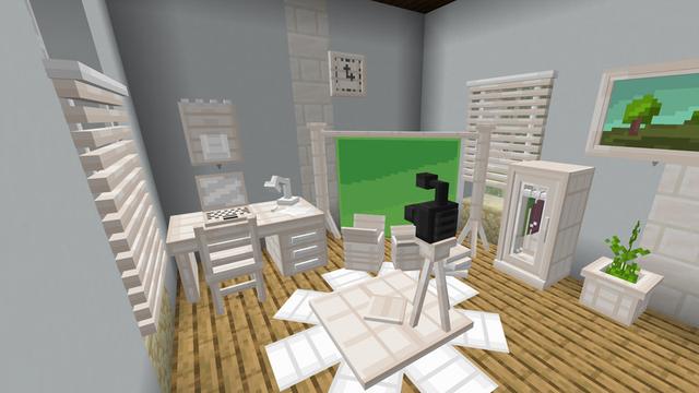Screenshot of the Minecraft Bedrock Marketplace product White Furniture created by Eescal Studios.