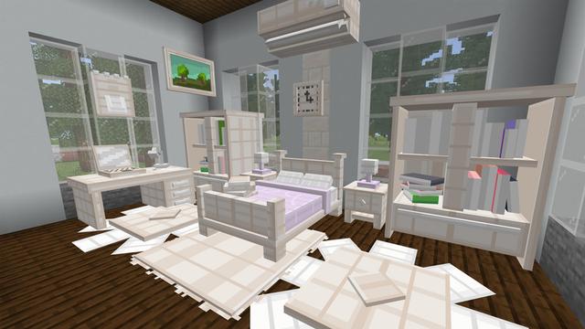 Screenshot of the Minecraft Bedrock Marketplace product White Furniture created by Eescal Studios.