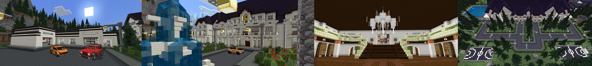 Panorama of the Minecraft Bedrock Marketplace product Worlds Richest Mansion created by Eescal Studios.