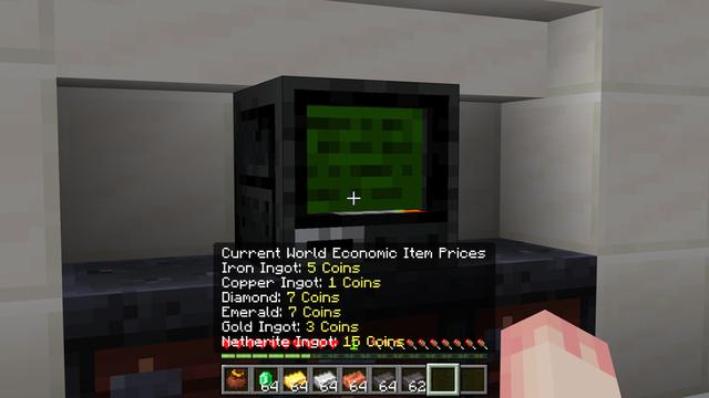 Screenshot of the Minecraft Bedrock Marketplace product Add-On Economia created by Endorah.