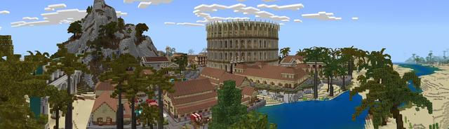 Panorama of the Minecraft Bedrock Marketplace product Gladiator Village created by Endorah.