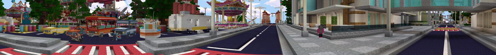 Panorama of the Minecraft Bedrock Marketplace product Adventure City created by Entity Builds.