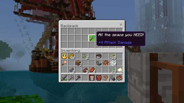Screenshot of the Minecraft Bedrock Marketplace product Basic Backpacks Add-On created by Entity Builds.