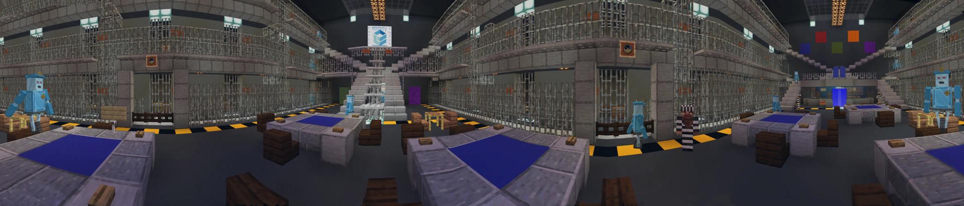 Panorama of the Minecraft Bedrock Marketplace product Escape Room: Prison Escape created by Entity Builds.